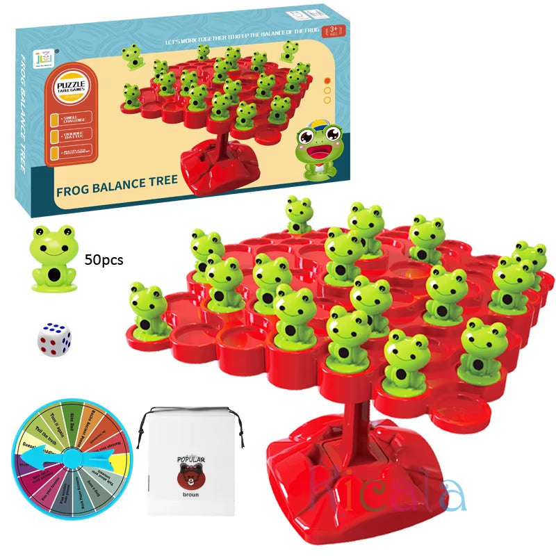 Montessori Math Toy Balancing Board Puzzle for Kids Frog Balance Tree Educational Parent-Child Interaction Tabletop Game Toys